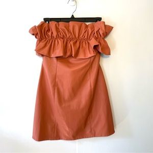 Strapless faux leather dress